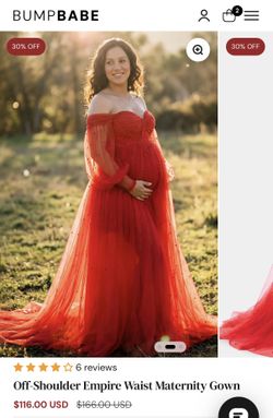 Red Maternity Photo Shoot Dress