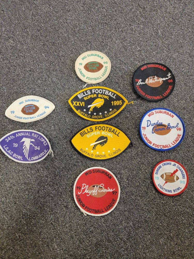 Lot of 9 1990s youth football patches Team Sports Decorative