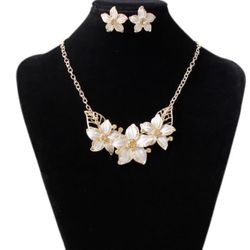 Romantic Bouquet Flowers Gold Plated Jewelry Set 