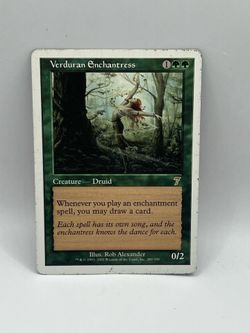 MTG 7th Edition Verduran Enchantress Creature Card