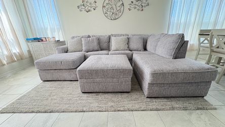 Living Spaces Oversized Sectional + Storage Ottoman
