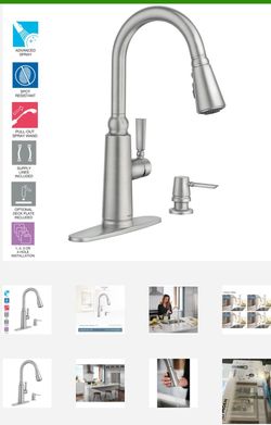 MOEN Coretta Single-Handle Pull-Down Sprayer Kitchen Faucet with Reflex and Power Boost in Spot Resist Stainless