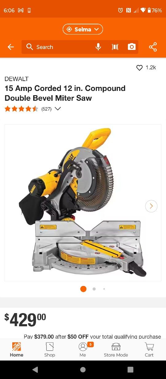 New DeWalt 15 Amp. 12" In. Corded 12 In Miter Saw