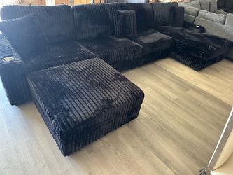 black modular corduroy couch