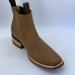 Suede Leather Square Toe Ankle Boots