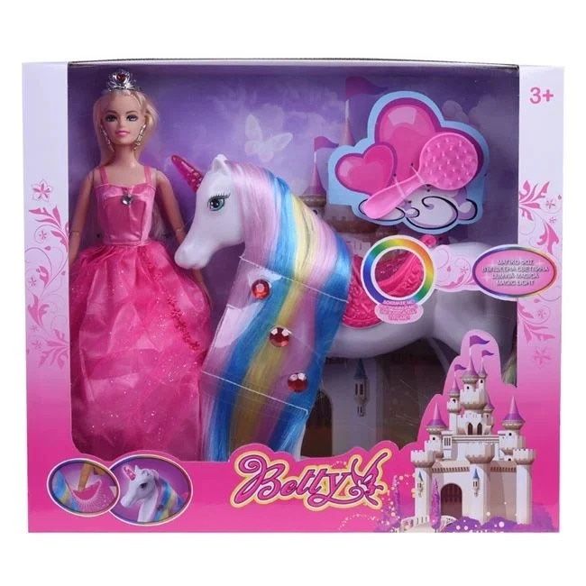 Magic Unicorn & Princess Doll, Light-Up Unicorn Toys for Girls 3-6, Christmas Birthday Gifts for Kids Girls Aged 3 4 5 6 7 8