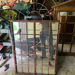Metal Cage Mirror W/ doors