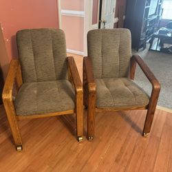 4  MCM Chairs On Casters