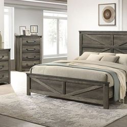 Brand New Grey 4pc Queen Bedroom Set (Available In Eastern King)