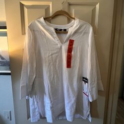Lands' End White Linen Tunic Shirt - NEW (Size M)