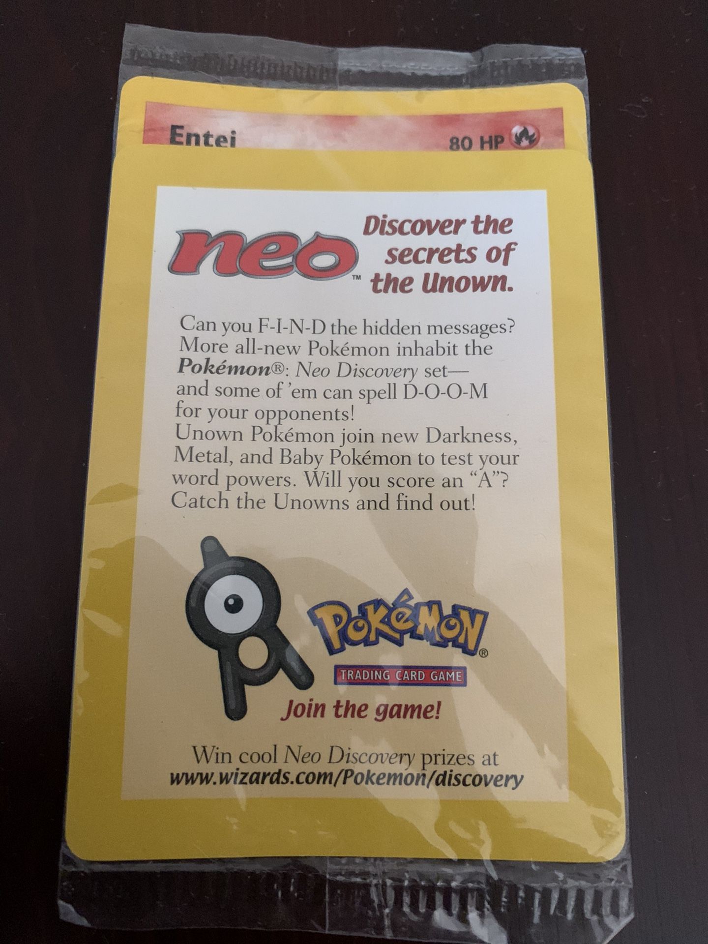 2001 - Entei Halographic - Pokemon card