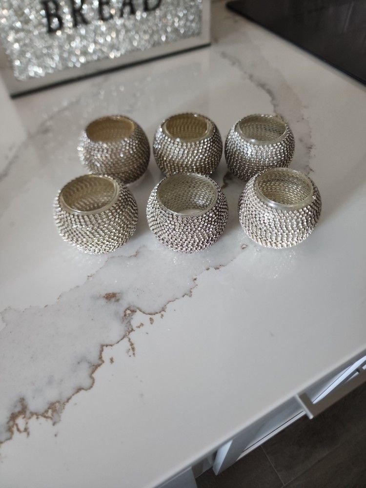 Set Of 6 Z GALLERIE Bling Tea Light Holders