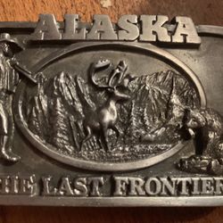 Vintage Brass Alaska Belt Buckle 