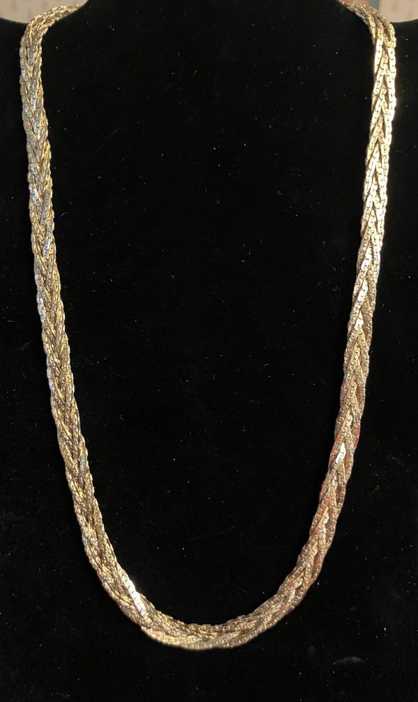 Vintage Gold Tone Braided Necklace