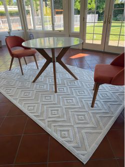 Mid-Century Modern Glass Top Dining Table