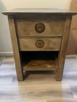 Set of 2 Matching Wood Side Tables / Nightstands – Rustic Driftwood Finish