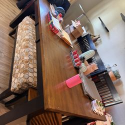 Solid Wood Brown/Black Kitchen Table