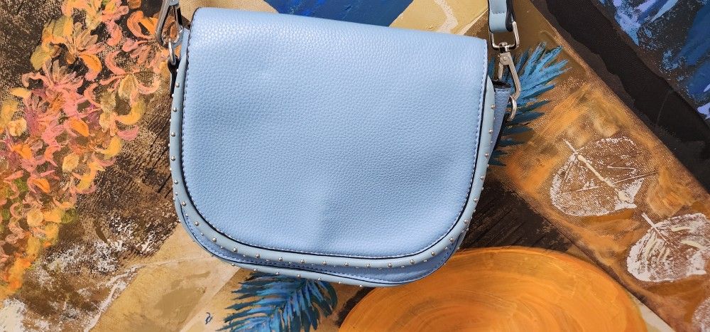 See Other Offers!! BLUE Purse Looks Like Coach !!Tiny Gold DOTS around Edge