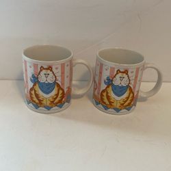 Two vintage cat cups from Japan 1988