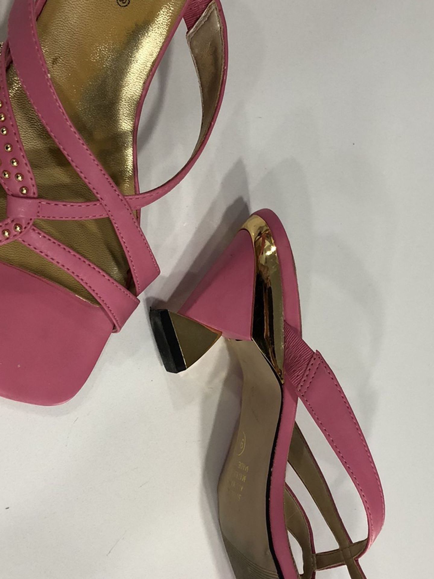 Pink Sandals With Funky Heel. Size 8