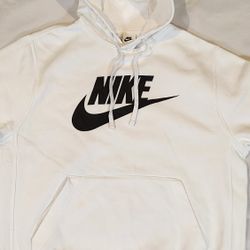 Nike Men's White Hoodie Sweater Size M
