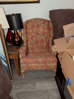 Wingback Accent Chair with Palm Tree Print