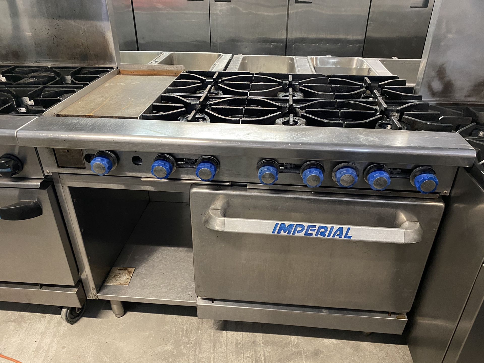 Imperial 6 Burner Range w/12” Griddle & Oven below