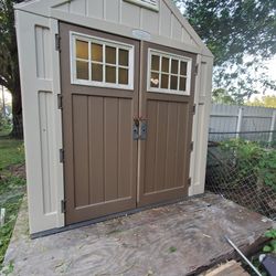 7x7 Foot Shed, Clicks Together, Resin Tan Color