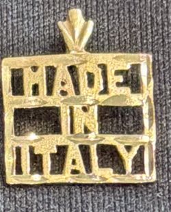 14K Yellow Gold -Made In Italy Pendant -Diamond Cut. Gender Neutral-Preowned. 