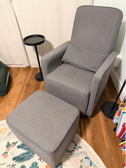 Nursery Glider Chair & Ottoman – Swivel + Rocking