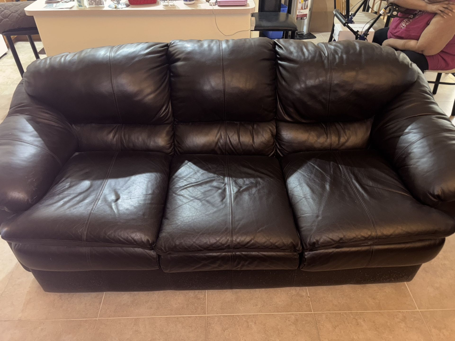 Brown Leather Couches - Full Couch And Love Seat!