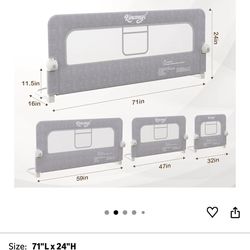 Bed Rail for Toddlers, 71 Inch Wider U-Shape Base Toddler Bed Rails,