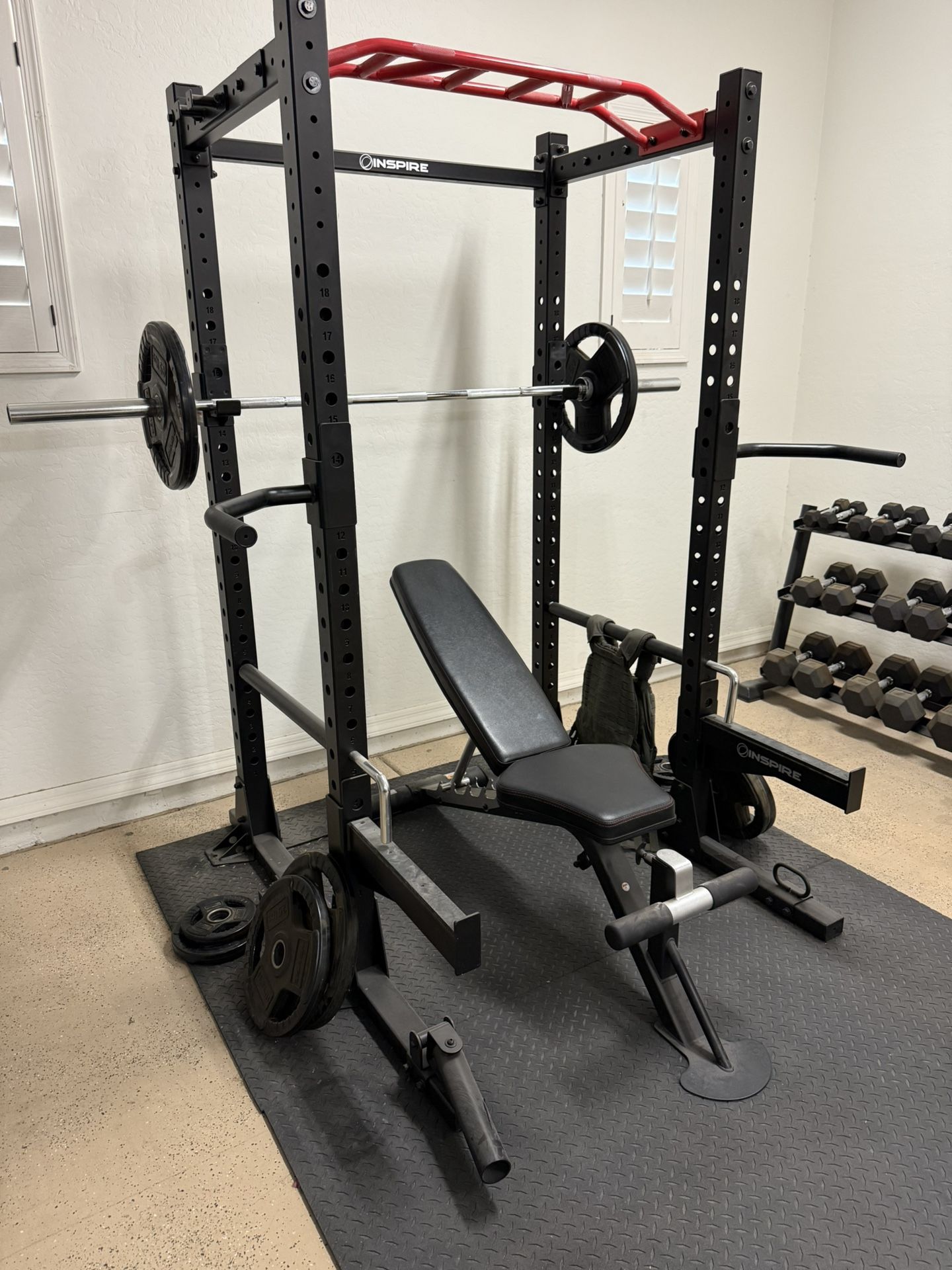 Inspire Full Home Gym – Rack, Bench, Barbell, Dumbbells, Plates – $3K+ Value
