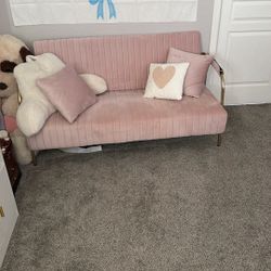 pink velvet couch