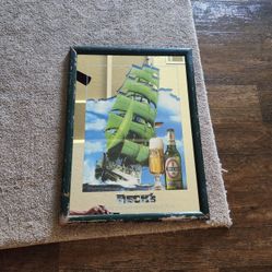 VINTAGE RARE Beck’s Beer  Alexander Von Humboldt  Boat Advertising Bar Mirror
