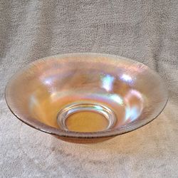 Vintage Iridescent Large Stretch Glass Centerpiece Bowl Carder Period Sculpture