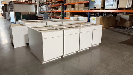 White slab cabinets