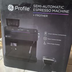 GE Profile 1- Cup Semi Automatic Espresso Machine in Black w/ Built-in Grinder, Frother, Frothing Pitcher, Wi-Fi Connected