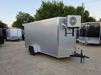 2027 New 6x12 SA Screwless Enclosed Trailer | Spoiler Package | Barn Doors | .08 Polycor | Mini Split | Dexter Axles | 1218 (SILVER)