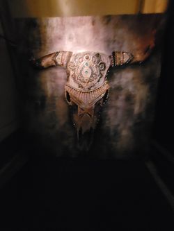 Longhorn Skull Canvas Painting Thumbnail