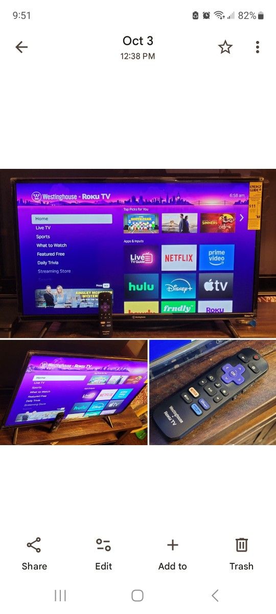 32" Westinghouse Roku HD TV with Remote