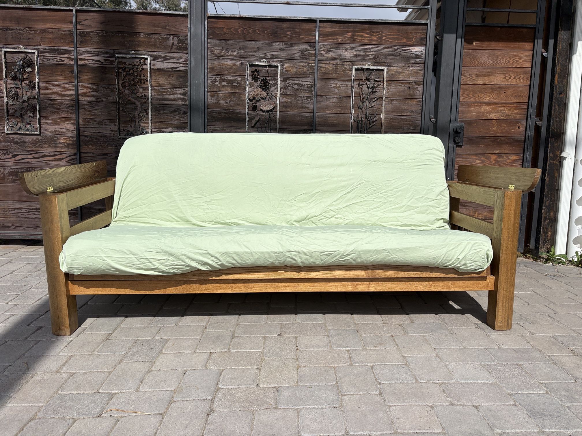 Large oak full size bed futon no pets no smoke