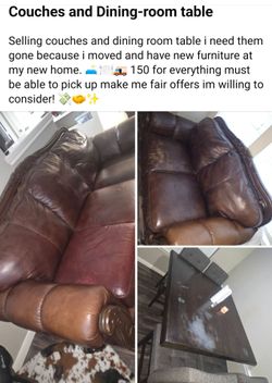 Couches and dining room table