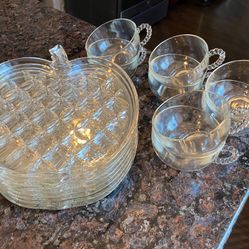 HAZEL ATLAS APPLE PLATES AND CUPS 8 SETS; 16 PIECES *READ ALL* 2 OR 3 ARE CHIPPED OBO