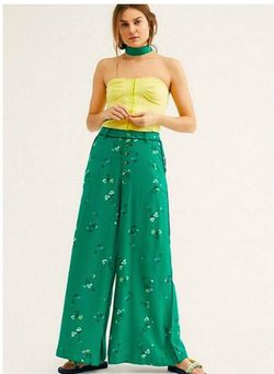 Free People Emerald Floral Wide leg pants