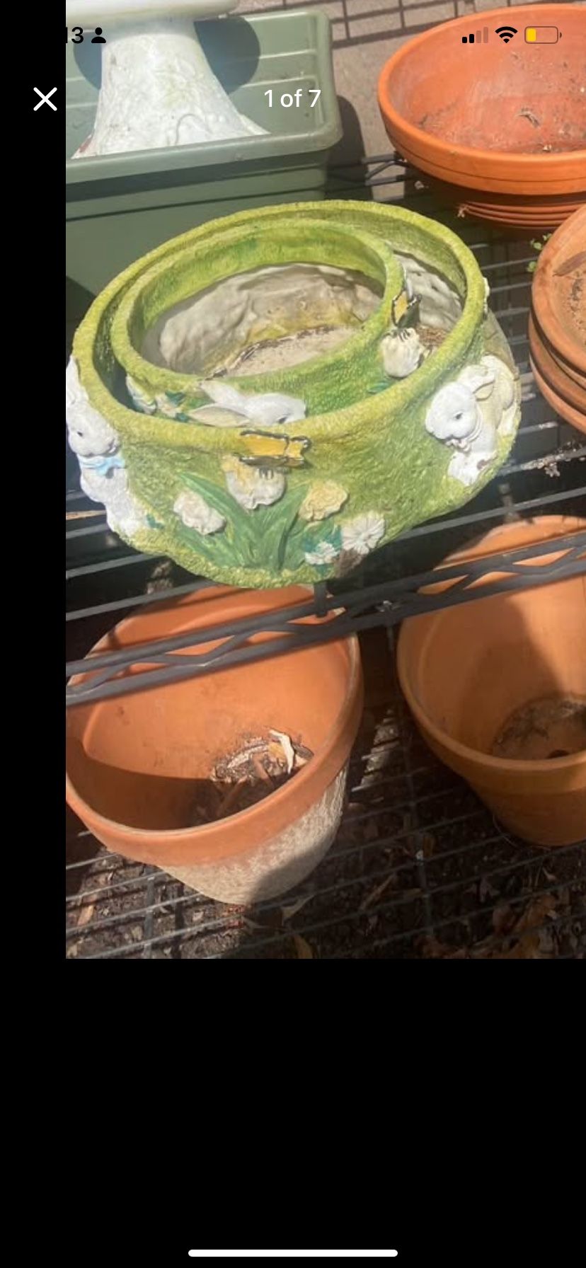 Young’s Inc Set 2 Planter Easter Bunny Spring Fairy Tale Plastic GlitterFloral