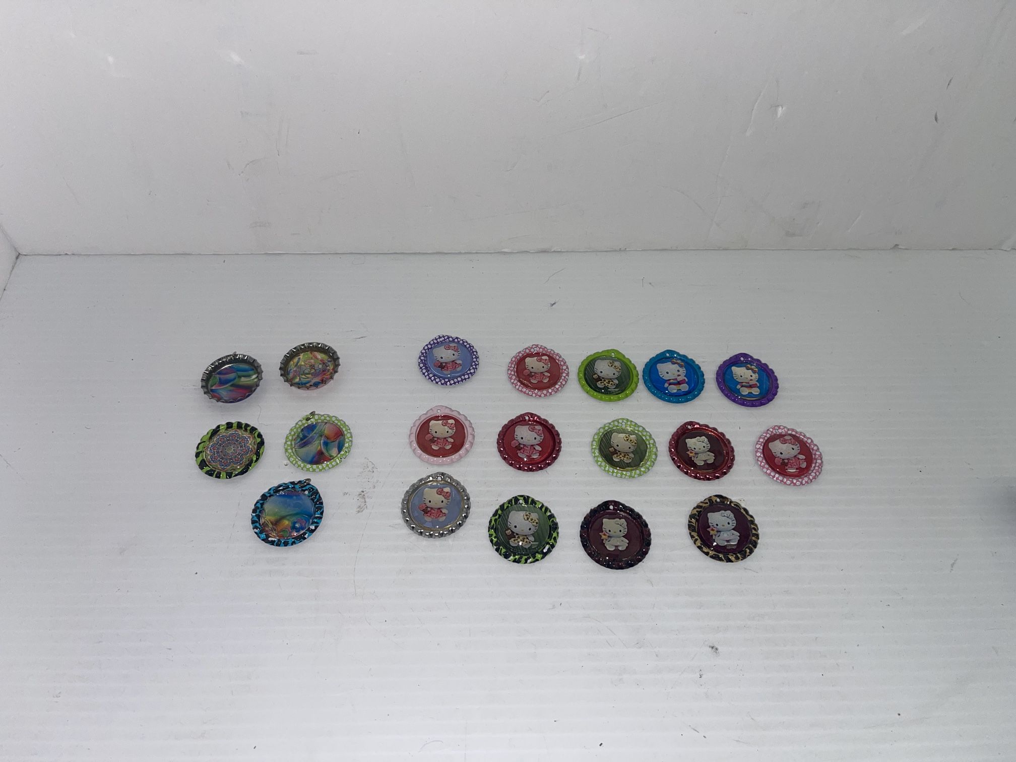 lot of Hello Kitty bottlecap charms home made 1 inch metal - O1053