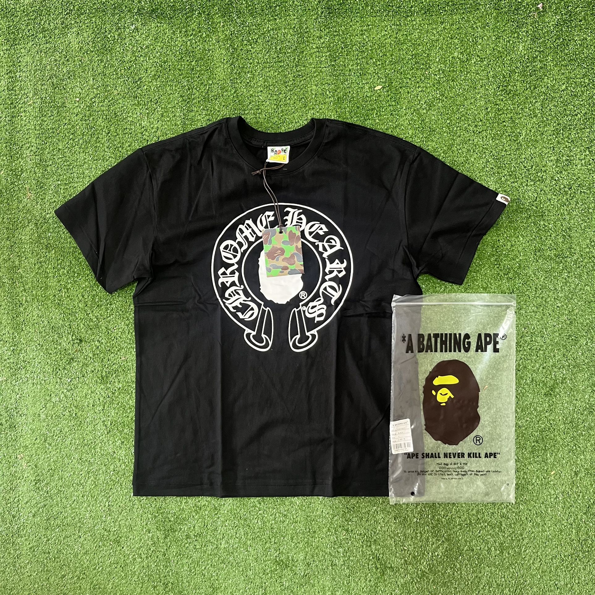 Black Bape x Chrome Heart Tee *Size L*