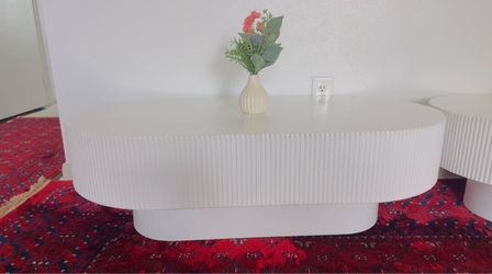Modern White Oval Coffee Tables – Set of 2