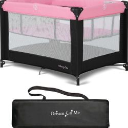 Dream On Me Nest Portable Play Yard with Carry Bag and Shoulder Strap, Pink